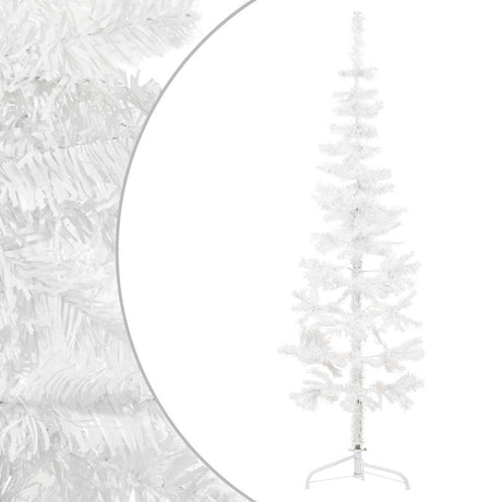 Vidaxl kunstkerstboom moitié avec un blanc standard à 180 cm blanc