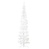 Vidaxl kunstkerstboom moitié avec un blanc standard à 210 cm blanc