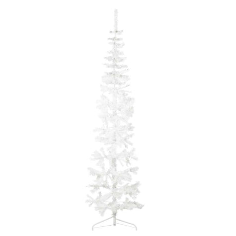 Vidaxl kunstkerstboom moitié avec un blanc standard à 210 cm blanc