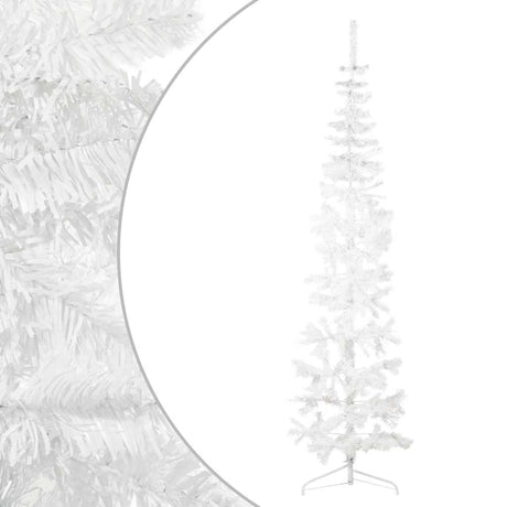 Vidaxl kunstkerstboom moitié avec un blanc standard à 210 cm blanc
