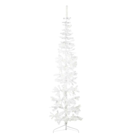 Vidaxl kunstkerstboom moitié avec un blanc standard à 240 cm blanc standard