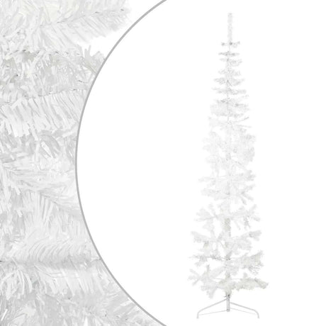 Vidaxl kunstkerstboom moitié avec un blanc standard à 240 cm blanc standard