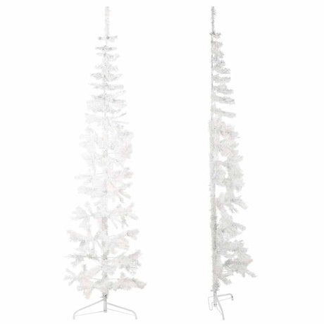 Vidaxl kunstkerstboom moitié avec un blanc standard à 240 cm blanc standard
