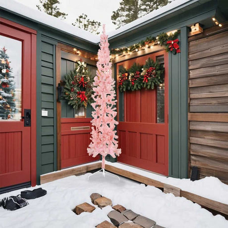Vidaxl Kunstkerstboom moitié avec un rose standard à 240 cm standard