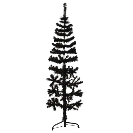 Vidaxl kunstkerstboom moitié avec un noir standard de 120 cm noire