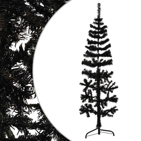 Vidaxl kunstkerstboom moitié avec un noir standard de 120 cm noire
