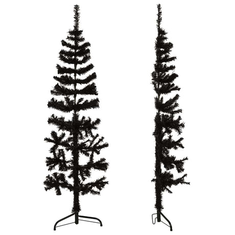 Vidaxl kunstkerstboom moitié avec un noir standard de 120 cm noire