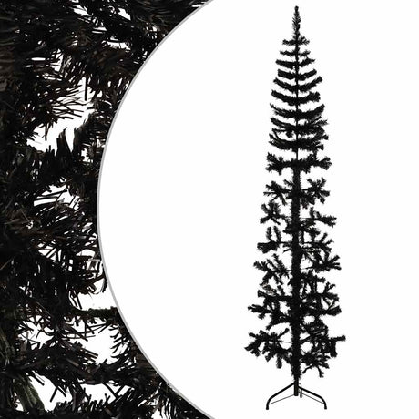 Vidaxl kunstkerstboom moitié avec un noir de 180 cm étroit standard