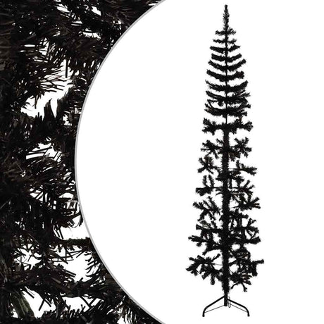 Vidaxl kunstkerstboom moitié avec un noir standard à 210 cm noir