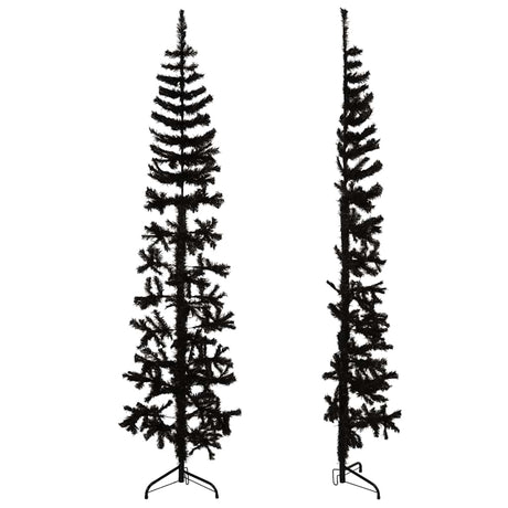 Vidaxl kunstkerstboom moitié avec un noir standard à 210 cm noir