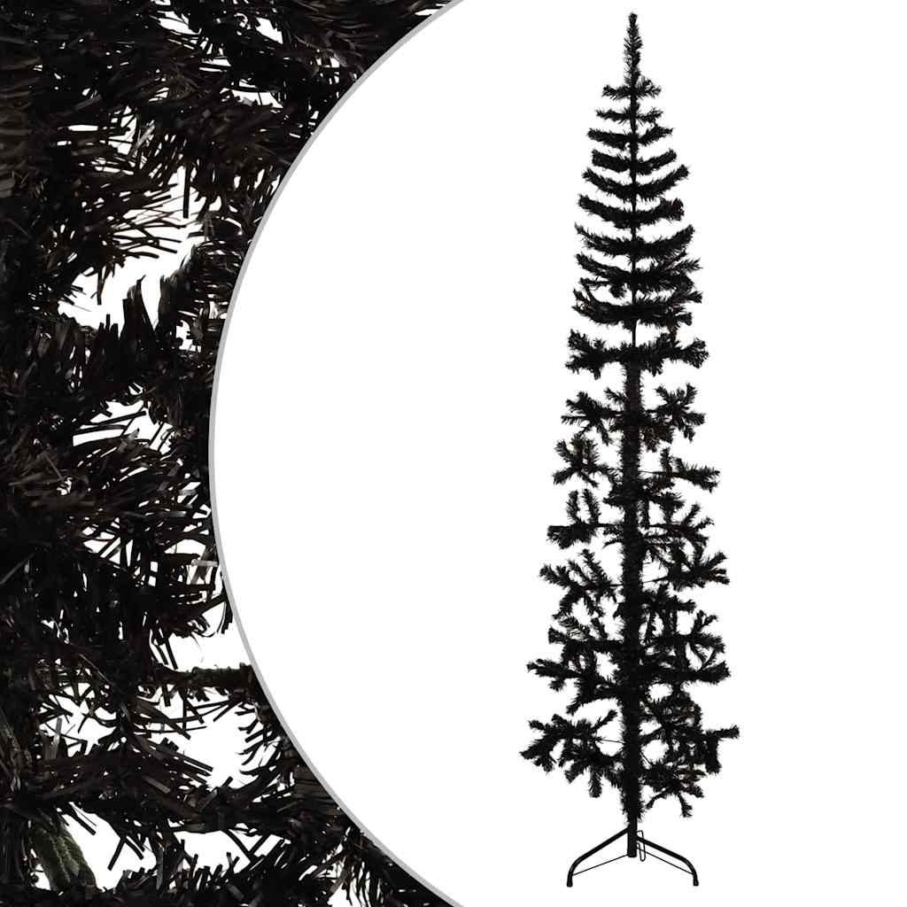 Vidaxl kunstkerstboom moitié avec un noir standard à 240 cm noire
