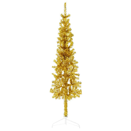 Vidaxl kunstkerstboom moitié avec de couleur or étroite de 150 cm standard