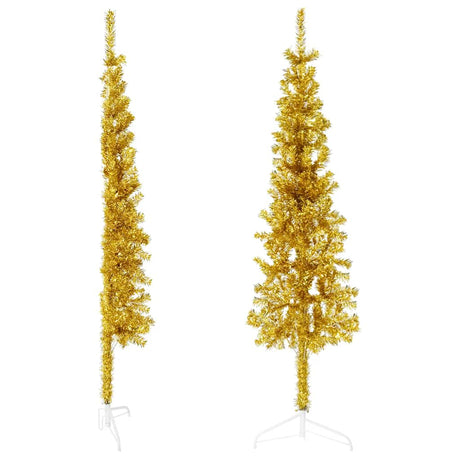 Vidaxl kunstkerstboom moitié avec de couleur or étroite de 150 cm standard