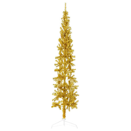 Vidaxl kunstkerstboom moitié avec de couleur or étroite de 210 cm standard