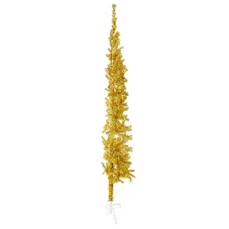 Vidaxl kunstkerstboom moitié avec de couleur or étroite de 210 cm standard