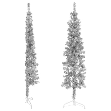 Vidaxl kunstkerstboom moitié avec de couleur argentée à 150 cm étroite standard