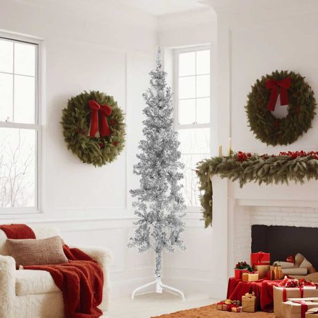 Vidaxl kunstkerstboom moitié avec de couleur argentée à 180 cm étroite standard