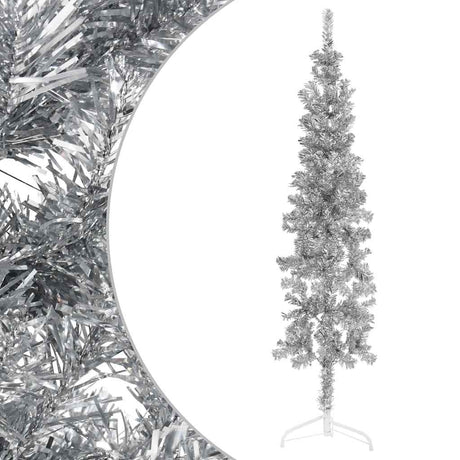 Vidaxl kunstkerstboom moitié avec de couleur argentée à 180 cm étroite standard