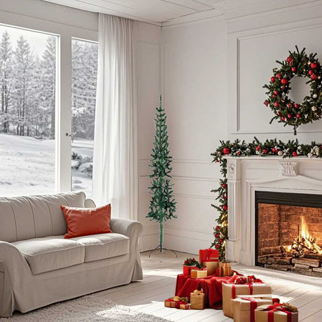 Vidaxl kunstkerstboom moitié avec un vert étroit standard de 150 cm