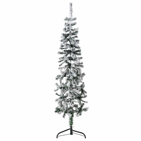 Vidaxl kunstkerstboom moitié avec neige étroite 150 cm