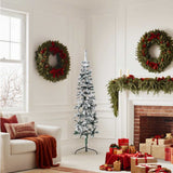 Vidaxl kunstkerstboom moitié avec neige étroite 150 cm