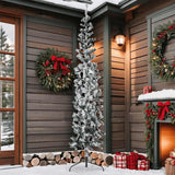 Vidaxl kunstkerstboom moitié avec neige étroite 210 cm