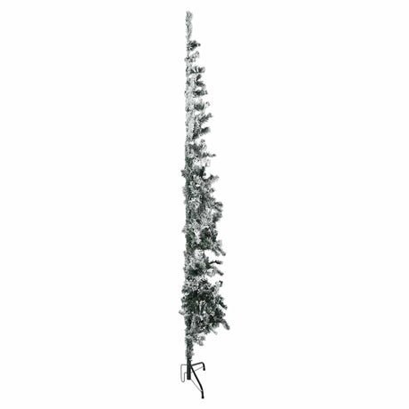 Vidaxl kunstkerstboom moitié avec neige étroite 210 cm