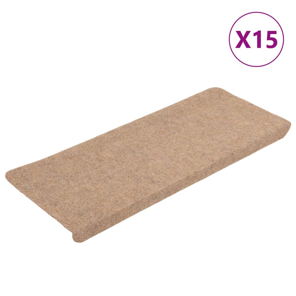 Esteras de escalera de Vidaxl autoadhesivo 15 st 65x24.5x3.5 cm beige