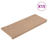 Vidaxl trappematter selvbehandle 15 st 65x24,5x3,5 cm beige