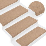 Vidaxl trappematter selvbehandle 15 st 65x24,5x3,5 cm beige