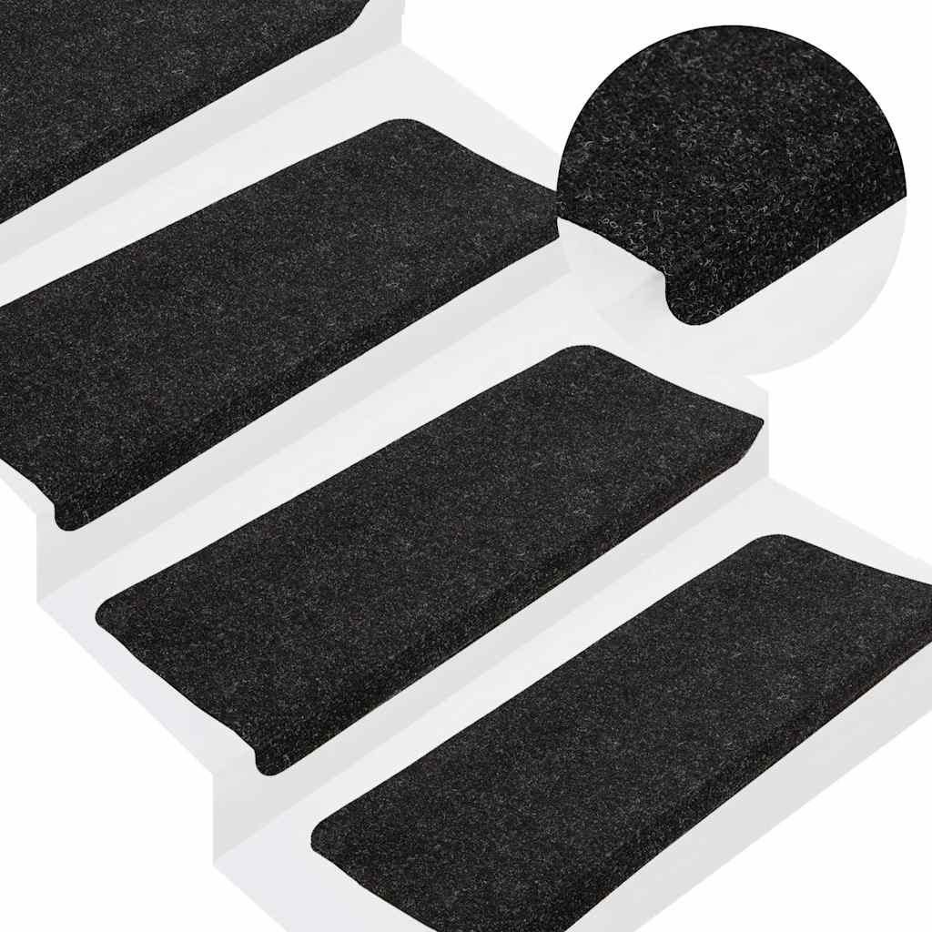 Vidaxl Stair Mats auto-adhésif 15 ST 65X24.5x3,5 cm anthracite -colored