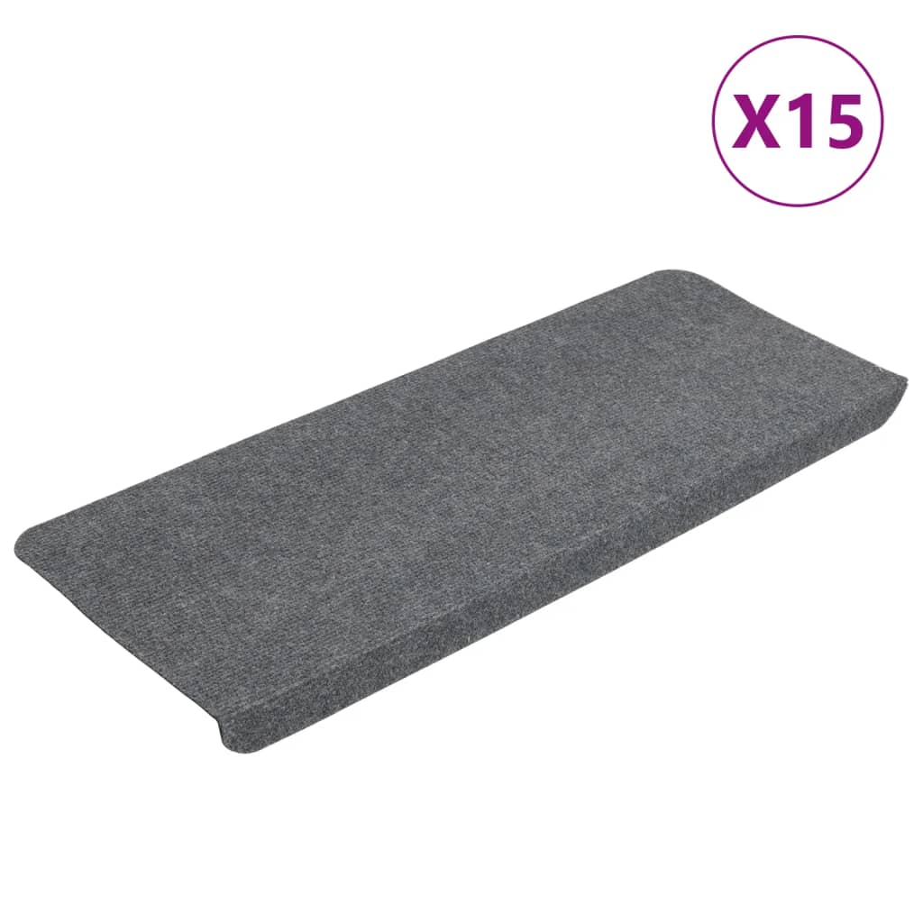 Esteras de escalera de Vidaxl autoadhesivo 15 st 65x24.5x3.5 cm gris