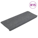 Vidaxl Stair Mats Self Adhesive 15 St 65x24,5x3,5 cm siva