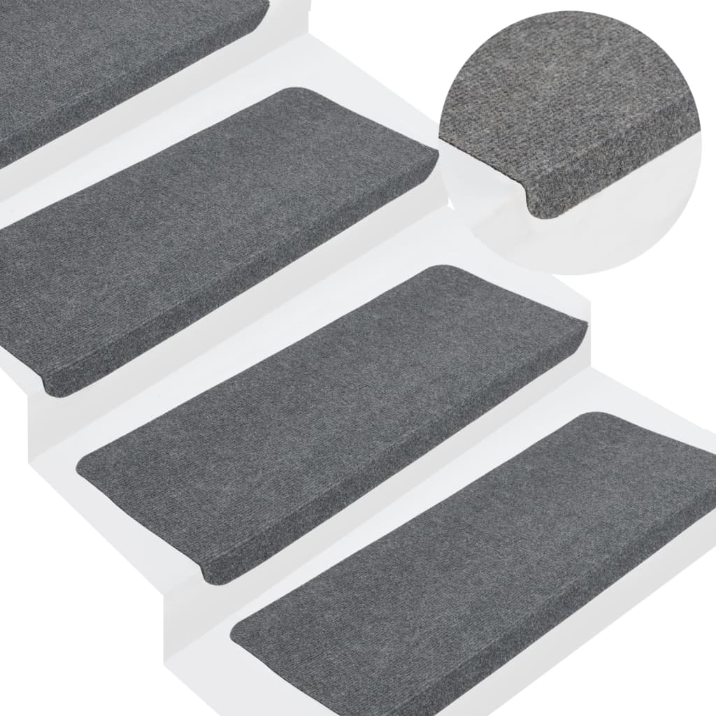 Vidaxl Stair Mats Self -Adhesive 15 ST 65x24,5x3,5 cm šedá