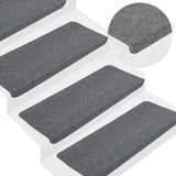 Esteras de escalera de Vidaxl autoadhesivo 15 st 65x24.5x3.5 cm gris