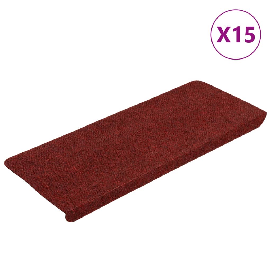 Vidaxl stair mats self -adhesive 15 st 65x24.5x3.5 cm red