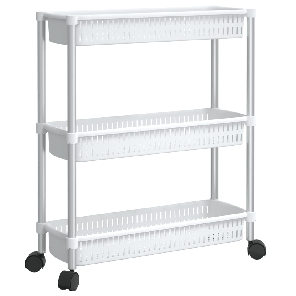 Vidaxl Storage Trolley 3 strati in alluminio argento e bianco