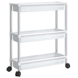 Vidaxl Storage Trolley 3 capa de aluminio plateado y blanco