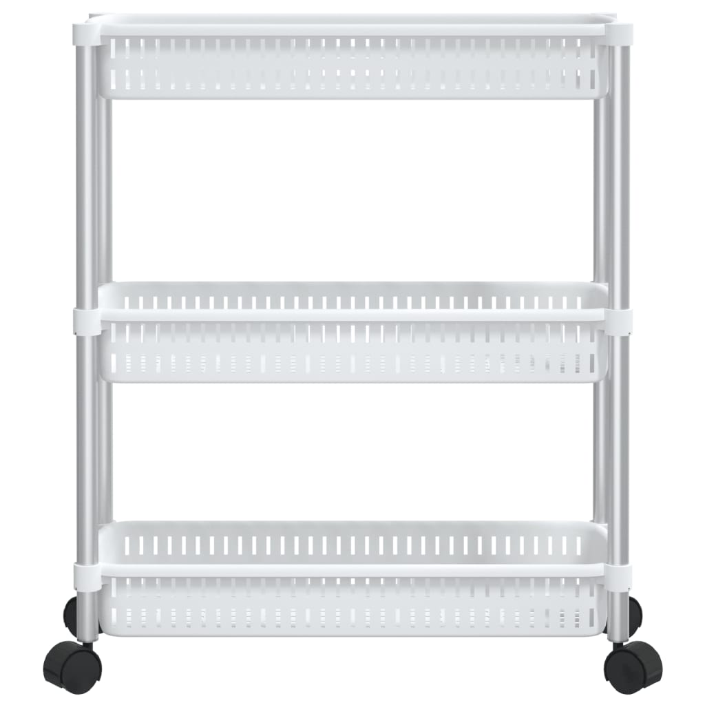 VidaXL Storage trolley 3 layer aluminum silver and white