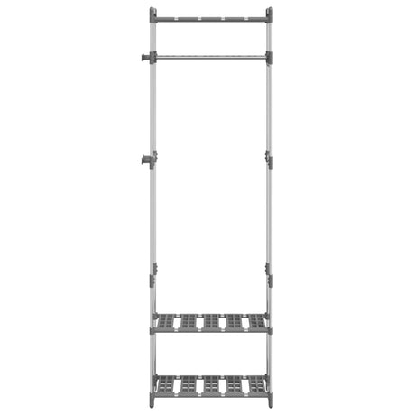 Rack de vêtements Vidaxl 3 couches 59x29x192 cm en aluminium argent couleur