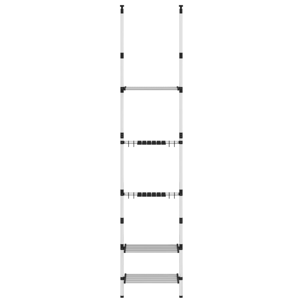 Vidaxl Garden Rack z 3 półkami teleskopowymi aluminiowymi srebrnymi