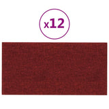 Panneaux muraux vidaxl 12 pcs 0,54 m² 30x15 cm Vin de tissu rouge