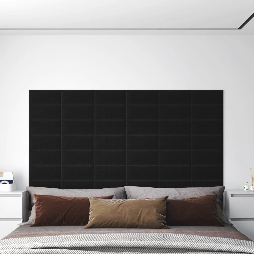 Paneles de pared Vidaxl 12 PCS 0.54 m² 30x15 cm de tela negra