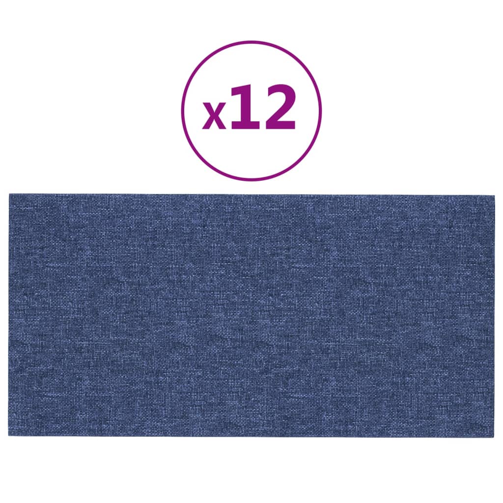 Paneles de pared Vidaxl 12 PCS 0.54 m² 30x15 cm de tela azul