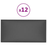 Panneaux muraux vidaxl 12 pcs 0,54 m² 30x15 cm en cuir artificiel gris