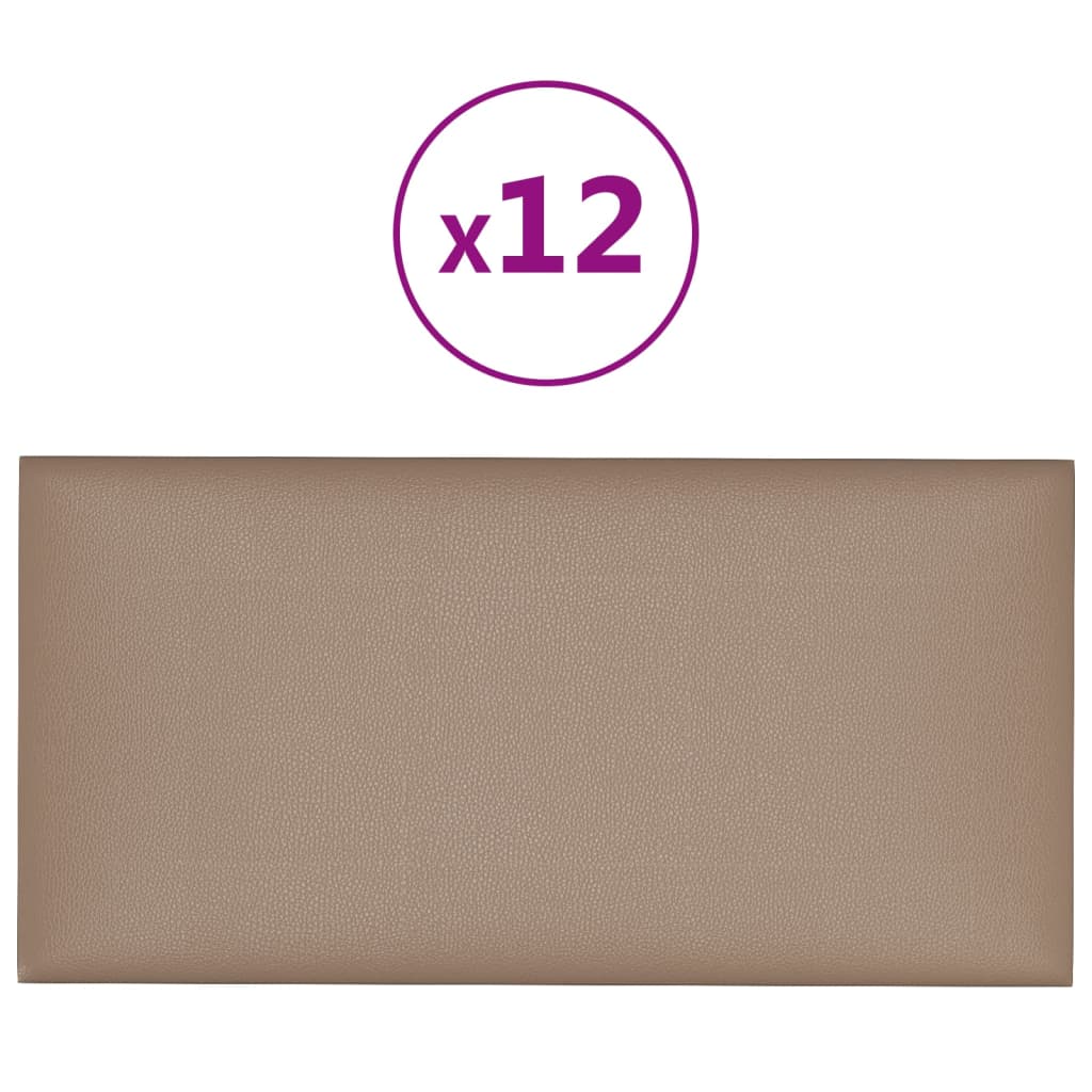 Vidaxl väggpaneler 12 st 0,54 m² 30x15 cm konstläder cappuccinocolid