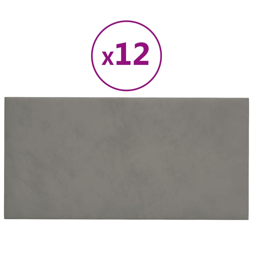 Panneaux muraux vidaxl 12 pcs 0,54 m² 30x15 cm en velours gris clair