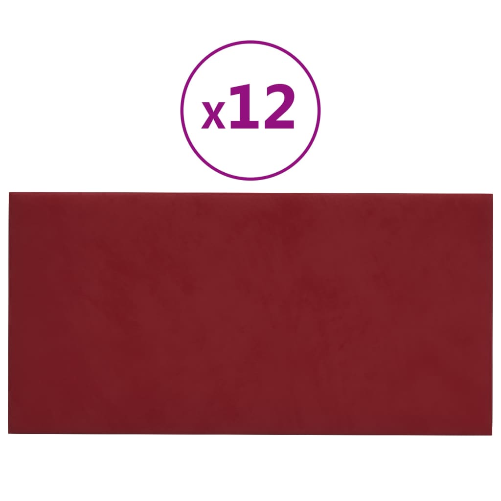 Panele ścienne vidaxl 12 szt. 0,54 m² 30x15 cm aksamitne wino czerwone