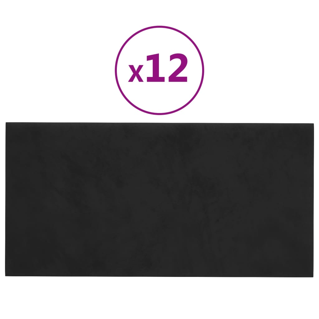 Panele ścienne vidaxl 12 szt. 0,54 m² 30x15 cm aksamitne czarne