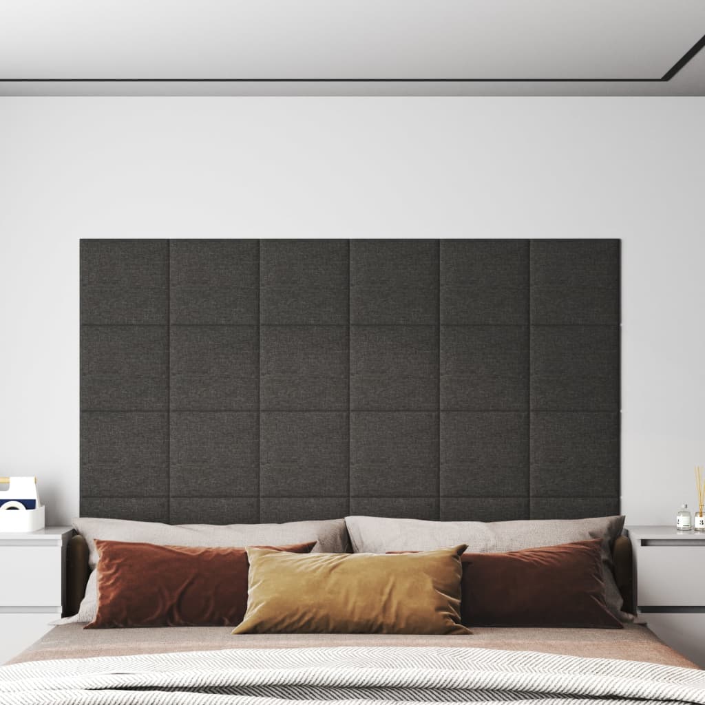 Vidaxl Wall panels 12 st 1.08 m² 30x30 cm Fabric Dark gray